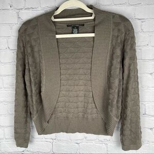 89 & Madison knit crop long sleeve cardigan, olive green, size M petite
